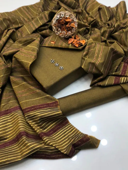 Rubika Fashion Unstitched Winter Sussi Silk 3-Piece Suit for Women – Plain Shirt & Trouser | Havey Winter Sussi Shawl | Daily & Casual Dress For Women 2025