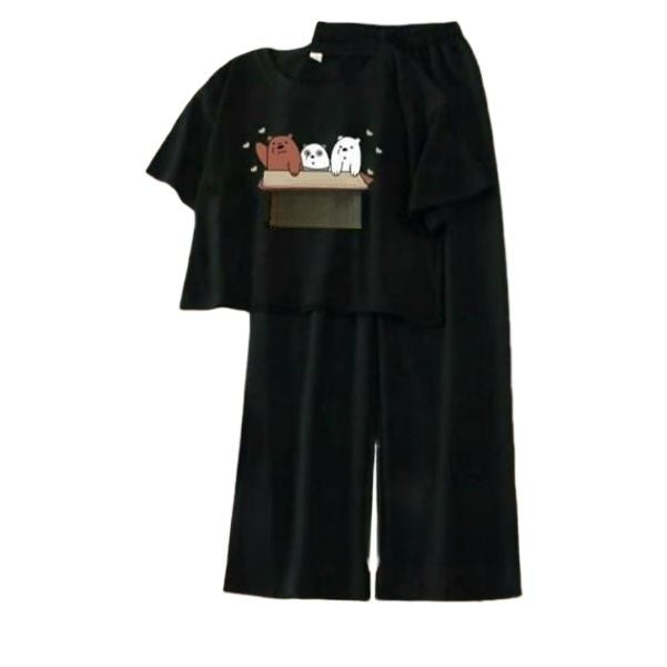 Summer Printed Crop top and Black Flapper Suit