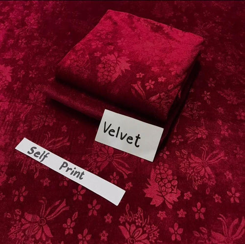 Fashion Velvet self Print 2 Piece Suit